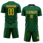 Green Jersey Geometric Gold-Kelly Shapes Sublimation Soccer Green Uniform Custom Green Jersey Geometric Gold-Kelly Shapes Sublimation Soccer Green Uniform Custom