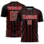 Custom Geometric Black Soccer Shape Red-White Uniform Jersey Sublimation Custom Geometric Black Soccer Shape Red-White Uniform Jersey Sublimation
