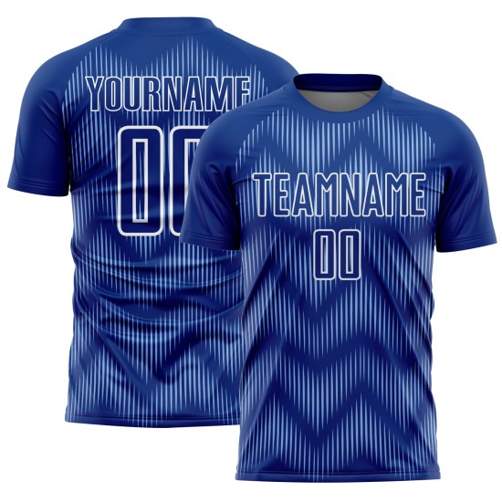 Jersey Custom Royal Light Line Blue-White Uniform Sublimation Soccer