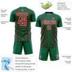 Kelly Red-White Uniform Soccer Geometric Green Sublimation Custom Shape Jersey