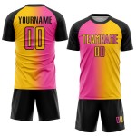Custom Jersey Sublimation Soccer Gradient Fashion Uniform Pink-Black Yellow Custom Jersey Sublimation Soccer Gradient Fashion Uniform Pink-Black Yellow