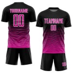 Black Deep Jersey Custom Uniform Sublimation Soccer Gradient Line Pink-White