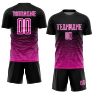 Black Deep Jersey Custom Uniform Sublimation Soccer Gradient Line Pink-White Black Deep Jersey Custom Uniform Sublimation Soccer Gradient Line Pink-White