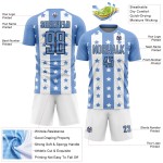 Jersey Black-White Sublimation Uniform Blue And Stripes Stars Soccer Light Custom