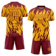 Custom Uniform Sublimation Jersey Soccer Crimson Gold