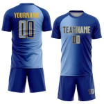 Light Blue-Gold Sublimation Jersey Royal Custom Soccer Uniform Gradient Fashion