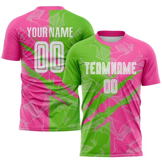 Soccer Aurora Graffiti Jersey Uniform Pattern Scratch Custom Green-Pink Sublimation