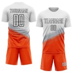 Sublimation Gradient Gray Geometric White Soccer Orange-Black Jersey Custom Uniform Shape