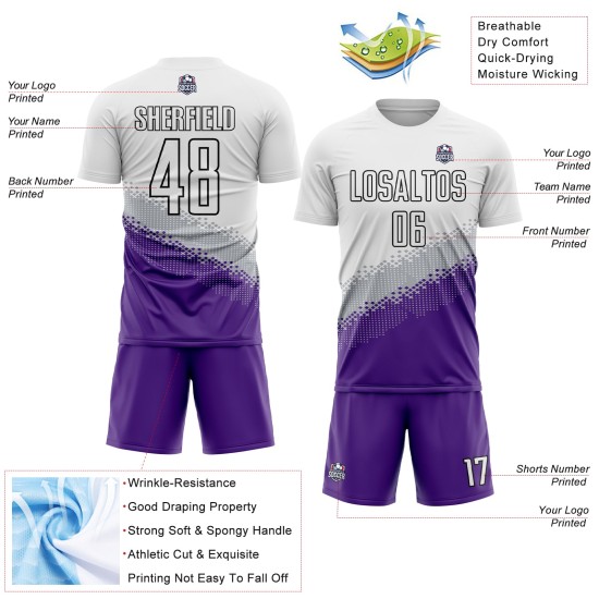 Shape Jersey Uniform White Geometric Gray Gradient Custom Purple-Black Soccer Sublimation Shape Jersey Uniform White Geometric Gray Gradient Custom Purple-Black Soccer Sublimation