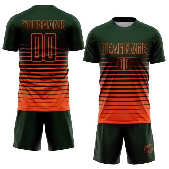 Fashion Custom Sublimation Pinstripe Green Soccer Fade Jersey Uniform Orange Fashion Custom Sublimation Pinstripe Green Soccer Fade Jersey Uniform Orange