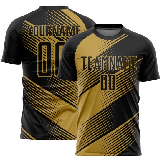 Soccer Gold Old Line Uniform Jersey Black Custom Sublimation Soccer Gold Old Line Uniform Jersey Black Custom Sublimation