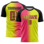 Fashion Gradient Yellow Pink-Black Soccer Jersey Custom Neon Sublimation Uniform Neon Fashion Gradient Yellow Pink-Black Soccer Jersey Custom Neon Sublimation Uniform Neon