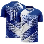 Custom Royal Soccer Line Jersey Uniform Sublimation White