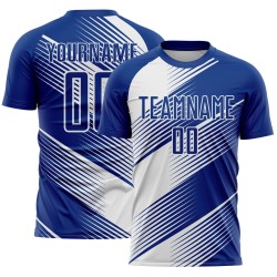 Custom Royal Soccer Line Jersey Uniform Sublimation White