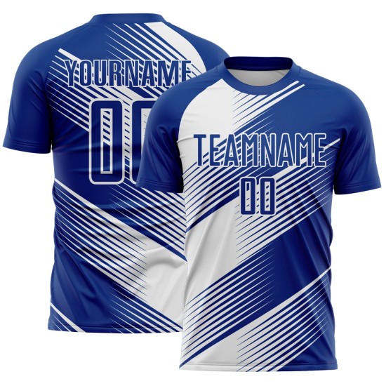 Custom Royal Soccer Line Jersey Uniform Sublimation White