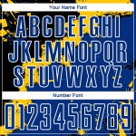 Soccer Custom Royal-Yellow Uniform Black Jersey Spalsh Sublimation Soccer Custom Royal-Yellow Uniform Black Jersey Spalsh Sublimation