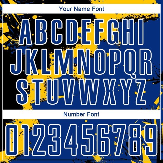 Soccer Custom Royal-Yellow Uniform Black Jersey Spalsh Sublimation Soccer Custom Royal-Yellow Uniform Black Jersey Spalsh Sublimation