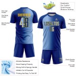 Light Blue-Gold Sublimation Jersey Royal Custom Soccer Uniform Gradient Fashion