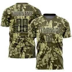 Soccer Camo To Custom Service Salute Uniform Olive-White Sublimation Jersey
