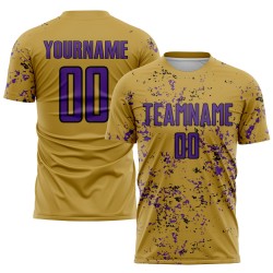 Soccer Fragment Abstract Sublimation Purple-Black Gold Custom Art Jersey Uniform Old