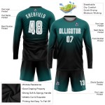 White-Black Sublimation Uniform Fade Soccer Teal Sleeve Custom Fashion Long Jersey White-Black Sublimation Uniform Fade Soccer Teal Sleeve Custom Fashion Long Jersey