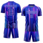 Royal Abstract Jersey Soccer Sublimation Custom Lines Pink-White Uniform