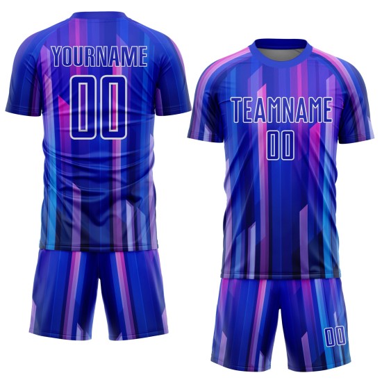Royal Abstract Jersey Soccer Sublimation Custom Lines Pink-White Uniform