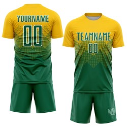 Soccer Kelly Gold Sublimation Green-White Uniform Jersey Custom
