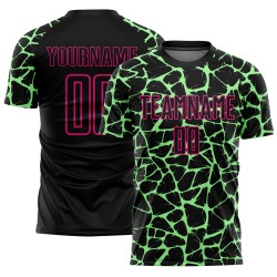 Uniform Soccer Network Black Abstract Sublimation Green-Hot Jersey Pea Pink Custom Splash