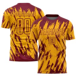 Custom Uniform Sublimation Jersey Soccer Crimson Gold