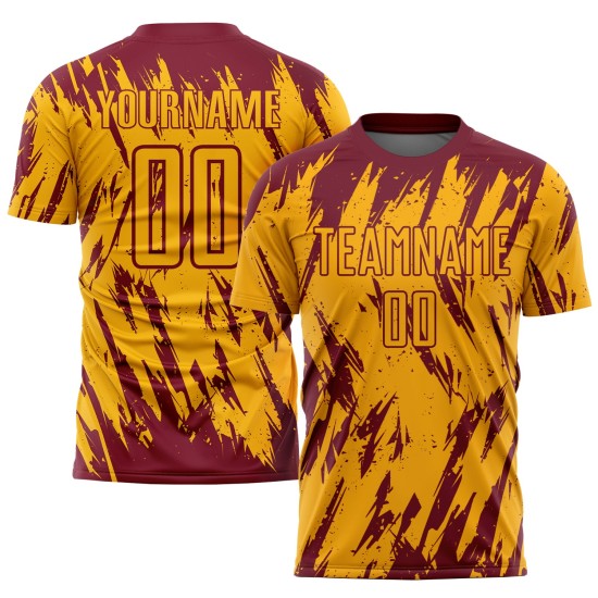 Custom Uniform Sublimation Jersey Soccer Crimson Gold Custom Uniform Sublimation Jersey Soccer Crimson Gold