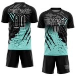 Sublimation Scratch Custom Blue-White Black Uniform Jersey Soccer Gradient Splash Ice Sublimation Scratch Custom Blue-White Black Uniform Jersey Soccer Gradient Splash Ice