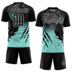 Sublimation Scratch Custom Blue-White Black Uniform Jersey Soccer Gradient Splash Ice