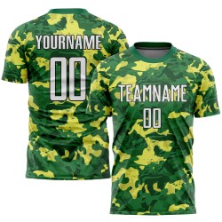 To Service Jersey Custom Green Sublimation Camo Uniform Salute White-Kelly Soccer