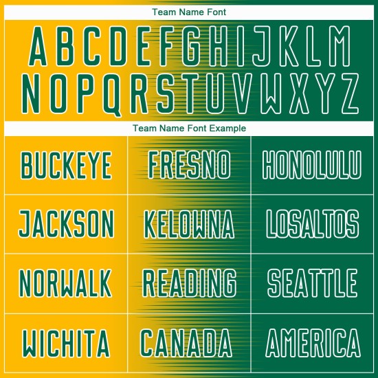 Green Kelly Line Sublimation Custom Soccer Gold-White Jersey Gradient Uniform Green Kelly Line Sublimation Custom Soccer Gold-White Jersey Gradient Uniform