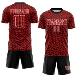 Snake Skin Soccer Red Jersey Sublimation Uniform Black-White Custom