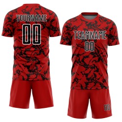 Abstract Sublimation Uniform Red Jersey Soccer Custom Black-White Fluid Abstract Sublimation Uniform Red Jersey Soccer Custom Black-White Fluid