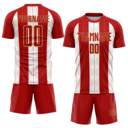 Old Jersey Uniform Gold-White Sublimation Custom Red Line Soccer Old Jersey Uniform Gold-White Sublimation Custom Red Line Soccer
