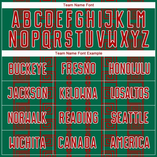 Kelly Red-White Uniform Soccer Geometric Green Sublimation Custom Shape Jersey