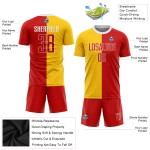 Gold Custom Jersey Soccer Sublimation Fashion Red-White Split Uniform Gold Custom Jersey Soccer Sublimation Fashion Red-White Split Uniform
