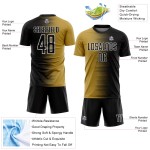 Black Sublimation Gold-White Jersey Gradient Uniform Soccer Old Line Custom Black Sublimation Gold-White Jersey Gradient Uniform Soccer Old Line Custom
