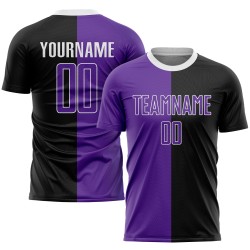 Purple-White Uniform Custom Sublimation Split Jersey Fashion Soccer Black