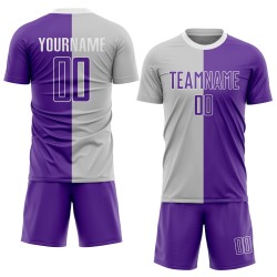 Custom Gray Split Purple-White Sublimation Soccer Jersey Fashion Uniform Custom Gray Split Purple-White Sublimation Soccer Jersey Fashion Uniform
