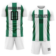 Green Soccer Black-Kelly White Jersey Sublimation Uniform Line Custom Green Soccer Black-Kelly White Jersey Sublimation Uniform Line Custom