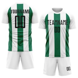 Green Soccer Black-Kelly White Jersey Sublimation Uniform Line Custom