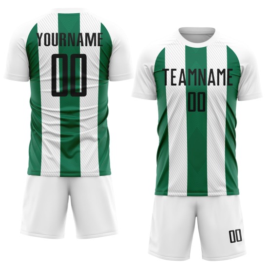 Green Soccer Black-Kelly White Jersey Sublimation Uniform Line Custom Green Soccer Black-Kelly White Jersey Sublimation Uniform Line Custom