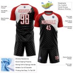 Uniform Jersey Sublimation Custom Curve Lines White-Red Black Soccer Uniform Jersey Sublimation Custom Curve Lines White-Red Black Soccer