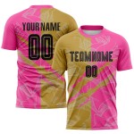 Jersey Graffiti Scratch Gold-Pink Sublimation Uniform Custom Old Black Soccer Pattern