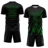 Green Custom Jersey Soccer Black Sublimation Grass Uniform