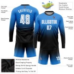 Fade Sublimation Soccer Sleeve Blue Uniform Long Jersey Fashion Custom White-Black Powder Fade Sublimation Soccer Sleeve Blue Uniform Long Jersey Fashion Custom White-Black Powder